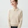 Suéter de cachemira con cuello polo, nueva colección otoño/invierno 2026, capa base versátil para mujer, corte holgado, efecto adelgazante, suéter cálido, fácil de combinar