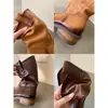 Botas de tacón grueso apilado estilo Grapema para mujer, botas de montar de media pantorrilla con textura, puntera redonda desgastada vintage, botas de cowboy occidentales