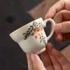 Taza maestra floral pintada a mano Taza de té de porcelana blanca Dehua con platillo juego hogar retro cerámica Gongfu degustación de té taza individual