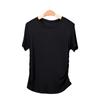 Tangge Silk Camiseta fina de cuello redondo y cintura ajustada de seda morera, sencilla y cómoda, básica, combinable con los hombros al aire, manga corta
