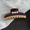 Un Nuevo Pinza de Garra de Acetato de Lan, Pinza de Tiburón Retro Francés Vandom de Alta Gama con Perlas, Pasador, Accesorio para el Cabello