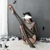Meias Sexy, Meia-Calça Sexy Preta com Recortes Transparente na Parte de Baixo, Suspensórios Antiderrapantes, Meia-Calça Peça Única de Renda Transparente com Abertura na Virilha 1104