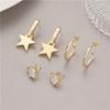 Pendientes semicirculares con forma de C y forma de corazón de estrella de cinco puntas con personalidad de moda, pasador de plata S925, pendientes DIY que combinan con todo, accesorios para pendientes.