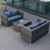 Conjunto de Móveis de Rattan para Exterior, Varanda, Quintal, Impermeável, Proteção Solar, Lazer, Ferro Forjado, Cadeira Dupla de Rattan