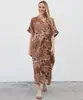 Vestido Largo Estampado de Cuello en V Estilo Bohemio Nuevo 2026, Cubre-traje Holgado Protector Solar, Vestido para Vacaciones en la Playa