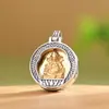 Plata S925 Vintage Retro Chapado en Oro Antiguo Figurine de Riqueza Caja Colgante Abrible Colgante de Estilo Antiguo de Plata