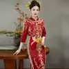 Vestido de Noiva Floral para Noivas 2026 Verão Novo Estilo Chinês Vestido de Casamento para Tamanhos Pequenos com Design de Leque de Chenille e Elastano