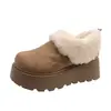 Chinelos peludos de pelúcia quentes e de sola grossa para mulheres, para usar no inverno ao ar livre, novo estilo 2026, antiderrapantes, para pessoas baixas, que aumentam a altura, chinelos de algodão Birkenstock