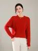 Suéter de Lã Pura Novo Outono e Inverno Feminino Gola Redonda Flor de Cânhamo Suéter Pulôver Lã Grossa Suéter Externo para Montaria
