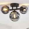 Lámpara de Techo Nórdica Postmoderna Luz para Dormitorio Lujo de Vidrio Esfera Lámpara Molecular Arte de Hierro Galvanizado Accesorios de Iluminación Personalizados para el Hogar