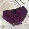 Sexy Braguitas de Encaje para Mujer de Tiro Bajo con Adornos de Moño, Cinturilla Brillante de Alto Brillo, Calzones Transpirables de Tiro Bajo