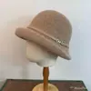 Sombrero de Pescador de Lana con Borde Enrollado Estilo Hepburn, Sombrero Pequeño Elegante para Otoño e Invierno, Estilo Aristocrático Británico, Sombrero de Cubo Adelgazante