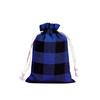 Novo Natal xadrez saco de algodão janela cordão espartilho saco de doces de Natal Natal xadrez de algodão espartilho bolso
