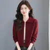 Suéter cárdigan de punto holgado adelgazante con cremallera y cuello de solapa, nuevo estilo para mujer petite, primavera y otoño 2026