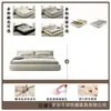 Cama minimalista estilo tatami em creme para quarto principal, cama de tecido fosco, cama cubo tamanho casal, cama de casamento para casa e pousadas