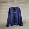 Logo de letras por toda la prenda, Suéter de punto con cuello redondo, Top casual holgado unisex, Estilo europeo y americano, Corte holgado