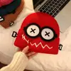 Gorro de Lana Tejido Divertido para Estudiante Niña Invierno Femenino Lindo Niños Familia Estilo Japonés Gorro Bola de Pelo Cálido Protección para Orejas