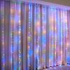 Luzes de Cortina de Cobre LED Luzes de Corda Luz Colorida Pátio Externo Varanda Quarto Luz Decorativa de Atmosfera Quente