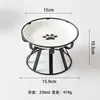 Cuenco para mascotas con pata de gato y espina de pescado, con soporte, cuenco para gatos doméstico, cuenco para perros, cuenco de agua de cerámica, utensilio para comida de gato y perro con soporte