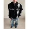 Nueva Sudadera tipo Cárdigan Chaqueta Deportiva Holgada Estilo Americano con Diseño Bordado de Doble Raya para Hombre, Colección Primavera y Otoño 2026