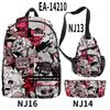 Mochilas Escolares de Moda Europeas y Americanas Transfronterizas, Ropa de Personajes Impresión a Color 3D Set de Mochila Doble de Viaje