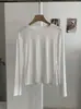 KEKEZOON Modal Cor Sólida Gola Redonda Ombro Normal Manga Longa Camiseta Macia Camada Base Top Básico Versátil 8909