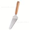 Fabricante en stock pala para pizza de acero inoxidable, mango de madera, cuchillo para pastel, pala para pastel, cuchillo para queso, pala triangular dentada, herramienta para hornear