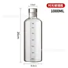 Vaso de Vidrio de Borosilicato Alto con Escala de Tiempo Portátil para Deportes Bebida Jugo Café Té Cold Brew Vaso de Agua Bebida