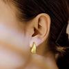 Aretes Colgantes de Venta Caliente Transfronteriza Acero Inoxidable Finamente Pulido Aretes Huecos Acero Titanio Chapado en Oro de 18K Hebilla para la Oreja Joyería para la Oreja