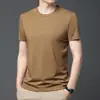 Camiseta de manga corta de verano para hombre, manga media, algodón mercerizado, seda de hielo, con base de algodón, camiseta interior para hombre, nueva camiseta 2023