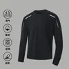 Camiseta de manga comprida para outono, segunda pele plus size, masculina, gola redonda, top simples e folgado, estilo coreano, camiseta estampada da moda