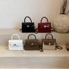 Bolso de mano retro texturizado para mujer, bandolera pequeña cuadrada con costuras en contraste, bolso de hombro moderno, primavera 2025