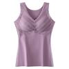 De colete térmico de veludo feminino forrado de lã espessado auto-aquecimento térmico cueca com almofada no peito inverno feminino camisa de assentamento roupas femininas de outono