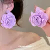 Pendientes de Flor de Gasa de Rafia con Aguja de Acero, Pendientes Dulces y de Nicho Estilo Vacaciones en la Costa, Pendientes de Lujo Ligero y de Gama Alta para Mujer