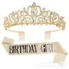 Corona de Diamante Flash para Niña de Cumpleaños/Reina Traje con Cinta Decoración para Fiesta de Cumpleaños Traje de Novia