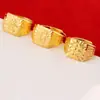 Anel de Liga Banhado a Ouro 18K para Homens [Traga Riqueza e Fortuna] Anel Aberto Ajustável Atacado com Caractere Estilo Chinês