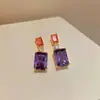 Pendientes de botón cuadrados con colgante de circonita francesa, estilo de lujo ligero, alta gama, a la moda, sencillos, pendientes de personalidad, versátiles, accesorios de pendientes para mujer