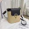 Bolsa Transversal de Palha Trançada Estilo Novo Primavera/Verão 2024, Bolsa de Ombro para Mulheres, Bolsa de Rattan, Bolsa Saco Fashion