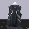 Chaleco de Seda de Hielo para Hombre, Estilo Delgado de Moda, Transpirable, de Secado Rápido, Chaleco Deportivo Casual de Hombro Ancho, Ropa de Abrigo, Camiseta sin Mangas de Cuello Redondo para Hombre para Verano