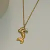 Collar de clavícula de acero inoxidable para mujer con diseño de perla de sirena, accesorio versátil de verano para uso diario, venta al por mayor transfronteriza