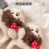 Chinelos de algodão fofos com rosto redondo para meninas e mulheres, para outono e inverno, internos, com sola macia, antiderrapantes, quentes, de desenho animado, peludos