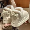 Nuevos Zapatos de Mujer Invierno 2025 de Caña Alta con Suela Gruesa, Lazo, Zapatos de Algodón EVA, Botas de Nieve, Pantuflas de Algodón Cálidas con Terciopelo