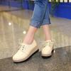 Zapatos de Moda Jinbukang Estilo Coreano para Mujer con Cordones Plataforma de Altura Suela Gruesa Profesionales Retro Versátiles de una Sola Capa