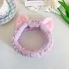 Banda para el cabello con orejas de conejo coreanas, banda para el cabello de franela para lavarse la cara, banda para el cabello, mascarilla de maquillaje, diadema elástica, accesorios para el cabello de borde ancho