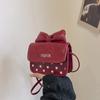 Bolsa para Niños Coreana Linda Moño Niña Bolso Cuadrado Pequeño Retro Cuero Aceitado Lunares Redondos Familia Bolso Cruzado para el Cuerpo Bolso para Lápiz Labial
