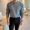Suéter com Zíper Tendência Estilo Coreano Masculino Gola Lapela Estilo Coreano Tendência Casual Manga Longa Cor Sólida Suéter Top Jaqueta Tendência