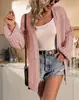 Chaqueta Suéter de Longitud Media Nueva Otoño e Invierno Europea y Americana para Mujer, Color Sólido, Manga de Farol, Suéter Europeo y Americano, Cárdigan para Mujer