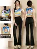 Lindo Conjunto de Yoga com Calça Flare para Mulheres, Novo Modelo 2026, Roupas de Alta Qualidade para Treinamento de Pilates, Dança e Fitness