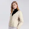 Huaye Otoño e Invierno Nuevo para Mujer Cuello en V Acolchado Relleno de Seda A Prueba de Frío Mangas Largas Camiseta Interior Cálida Chaqueta de Algodón