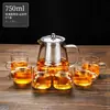 Bule de Vidro com Alça Lateral para Infusão de Chá Doméstico Espessado Resistente a Altas Temperaturas Bule Chaleira Bule para Ferver conjunto Conjunto de Chá Artesanal